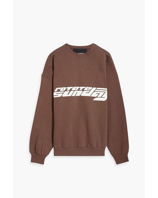 ROTATE BIRGER CHRISTENSEN Brown Iriiis Printed Cotton-Fleece Sweatshirt