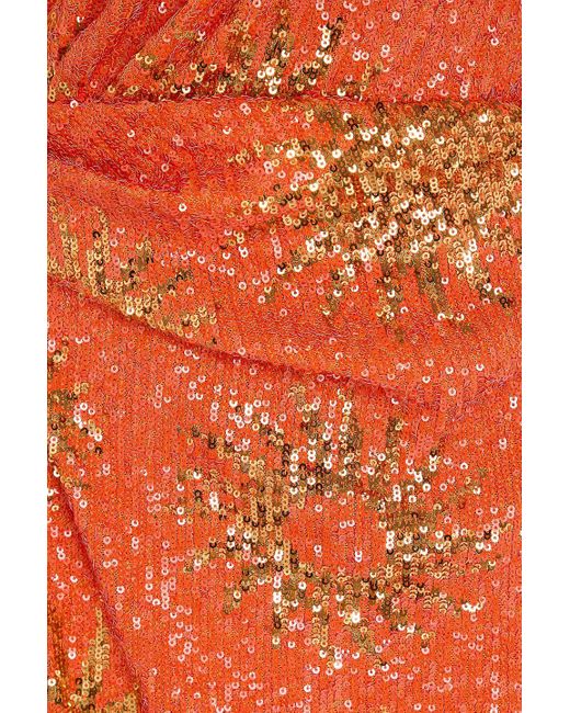 Farm Rio Orange Mini-wickelkleid aus mesh mit pailletten und raffung
