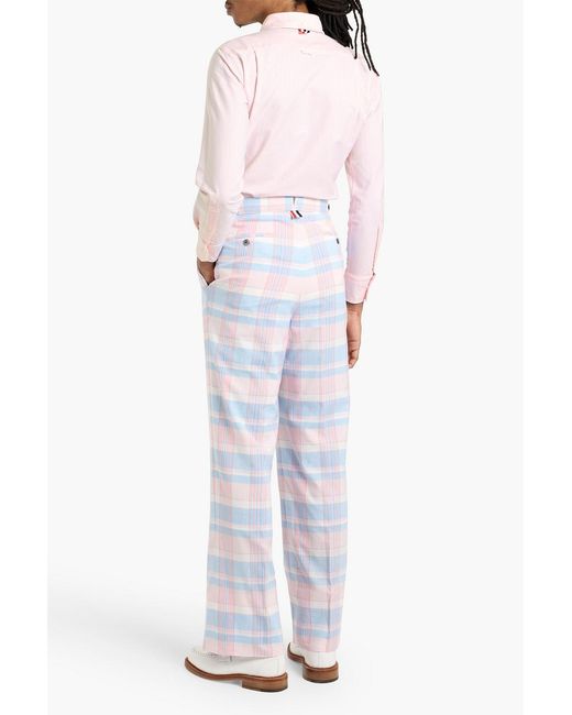 Thom Browne White Checked Cotton Pants for men