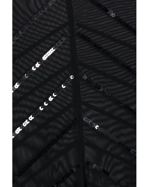 Rick Owens Black Sequin-embellished Stretch-mesh Wide-leg Pants