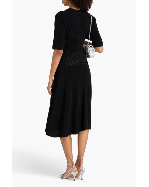 Hervé Léger Black Lyla Ribbed-knit Midi Dress