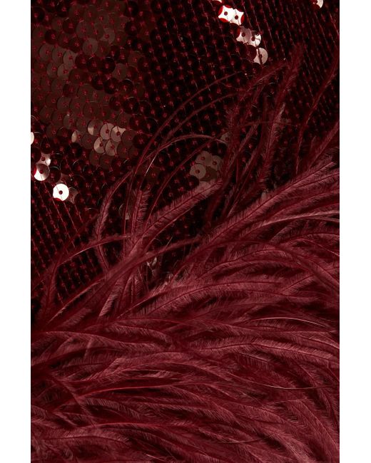 16Arlington Red Syrmamini minikleid aus mesh mit pailletten und federverzierung