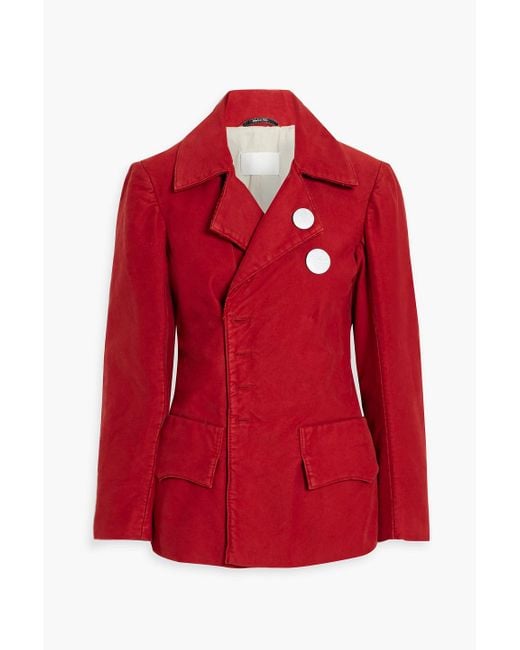 Maison Margiela Red Button-embellished Cotton Peplum Jacket