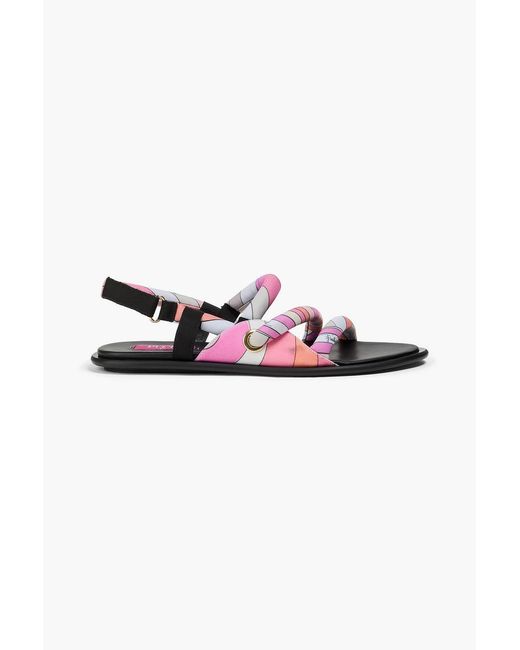 Emilio Pucci Pink Printed Twill Sandals