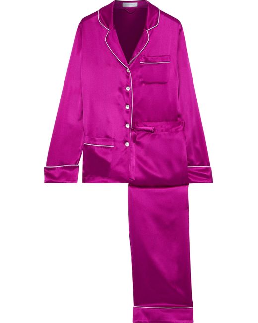 Olivia Von Halle Purple Coco Silk-charmeuse Pajama Set Magenta