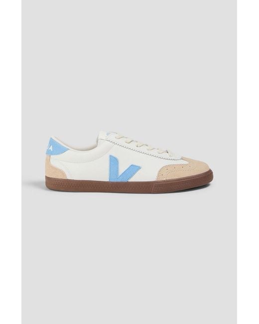 Veja White Volley Leather And Suede Sneakers