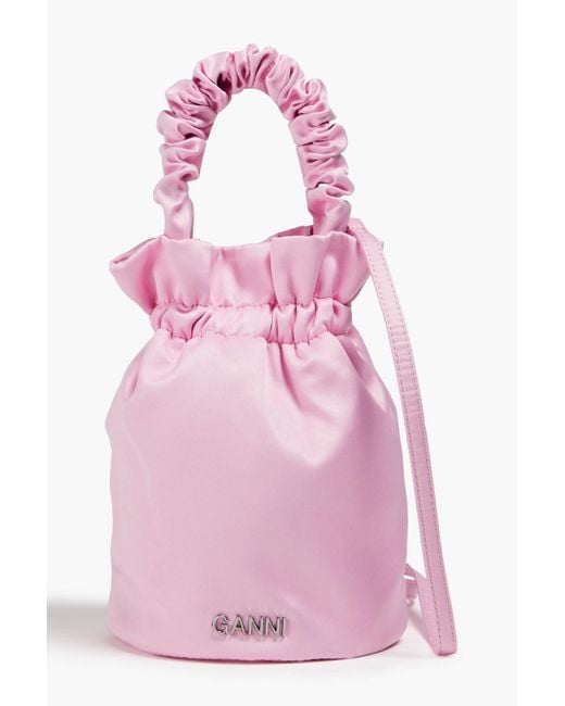 Ganni Pink Satin Bucket Bag