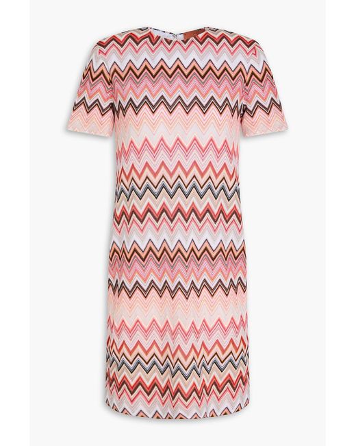 Missoni Pink Crochet-Knit Cotton-Blend Mini Dress