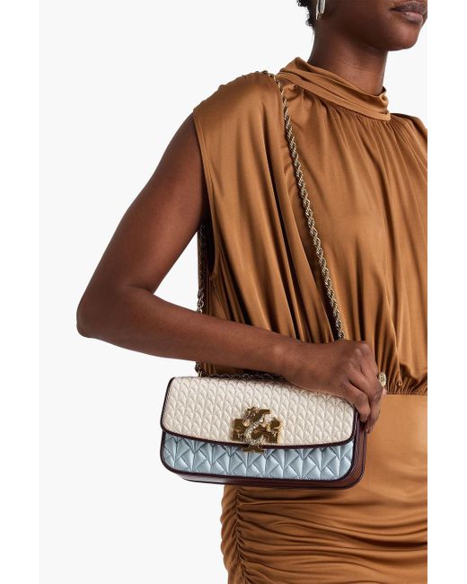 Tory Burch White Eleanor gesteppte schultertasche aus satin