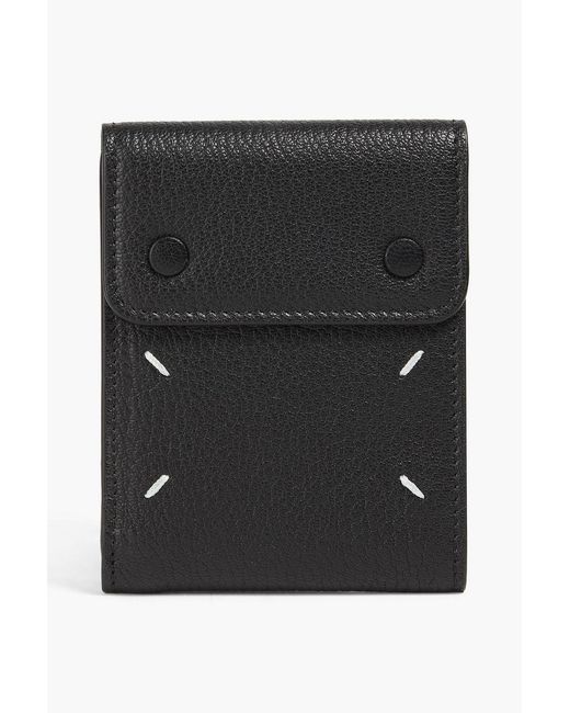 Maison Margiela Black Four Stitches Pebbled-Leather Wallet for men