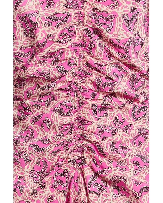 Isabel Marant Pink Midikleid "gilya" aus stretch-seide mit print und raffungen