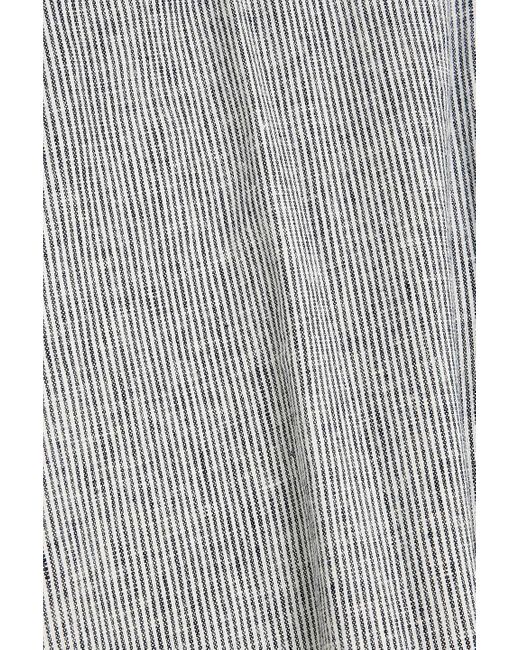 Onia Gray Pinstriped Linen-blend Drawstring Pants for men