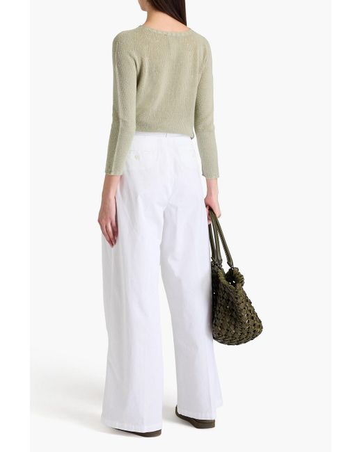 Fabiana Filippi White Cotton-Blend Wide-Leg Pants