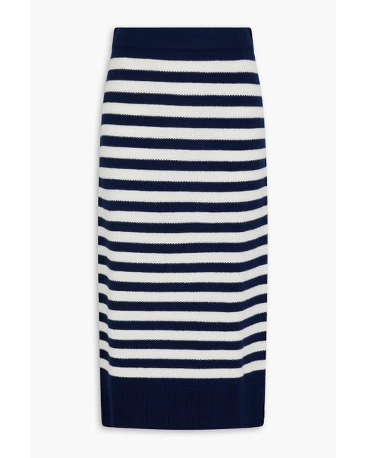 Claudie Pierlot Blue Striped Wool Midi Skirt