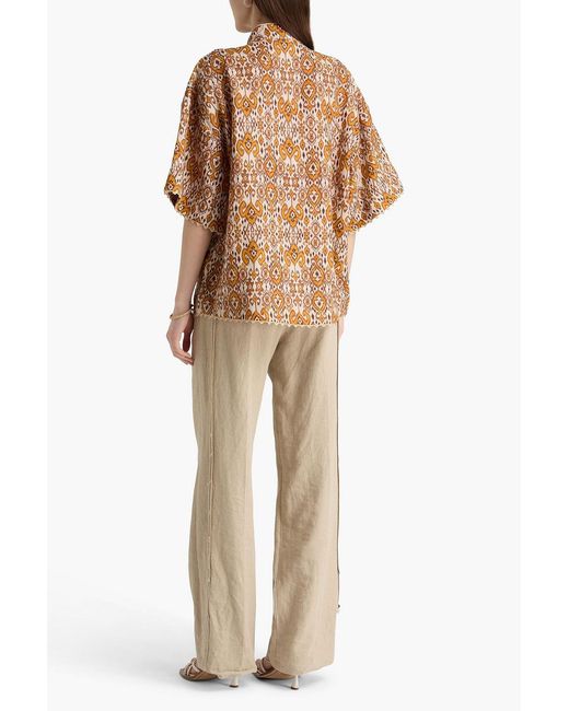 Zimmermann Natural Printed Linen Shirt