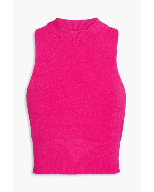 Jonathan Simkhai Pink Tatyana Cropped Bouclé-knit Top
