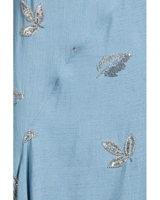 Marques'Almeida Blue Draped Sequin-Embellished Woven Midi Dress