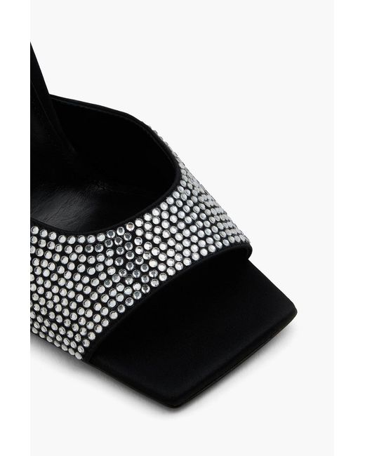 The Attico Black Devon Crystal-embellished Satin Mules