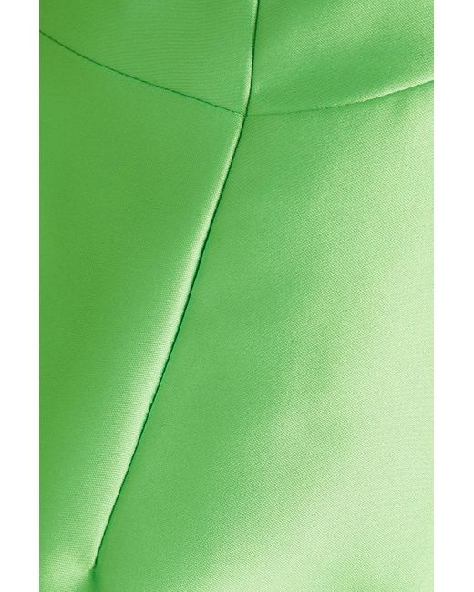 Rasario Green Tulle-trimmed Scalloped Twill Maxi Dress