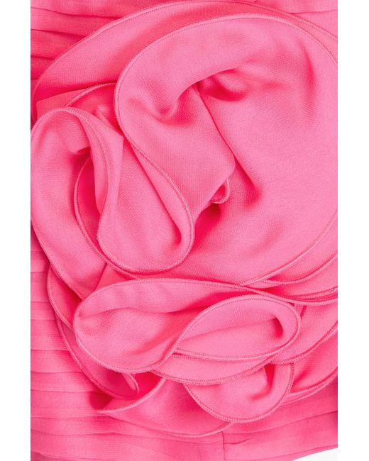 Magda Butrym Pink Appliquéd Pleated Silk-crepe De Chine Blouse