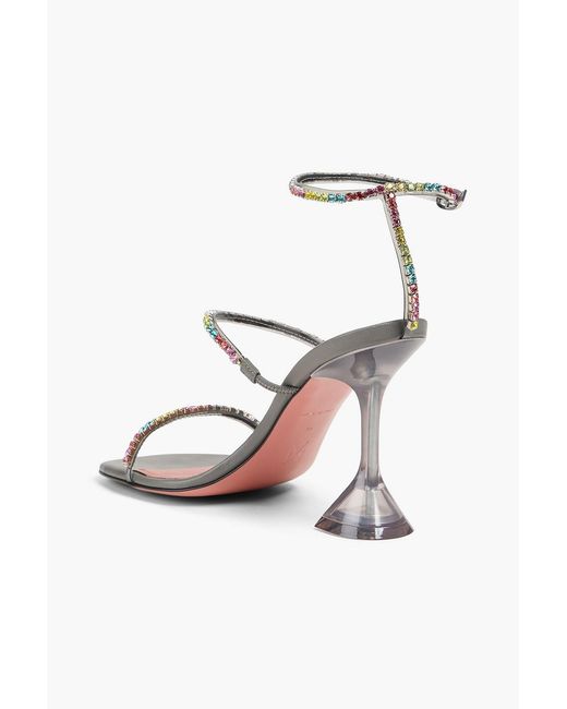 AMINA MUADDI White Gilda Crystal-Embellished Leather And Pvc Sandals