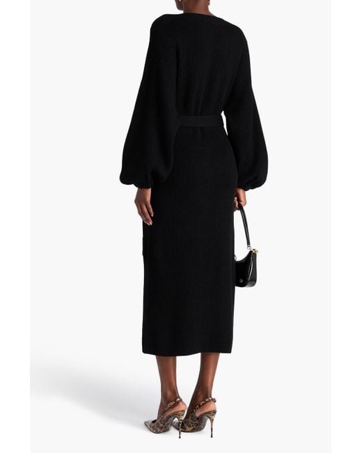 Zimmermann Black Ribbed Wool Midi Dress