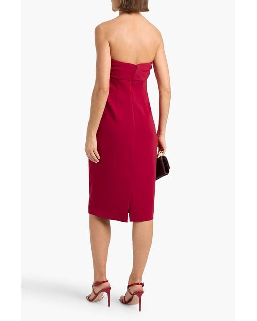 badgley mischka red strapless dress Badgley Mischka