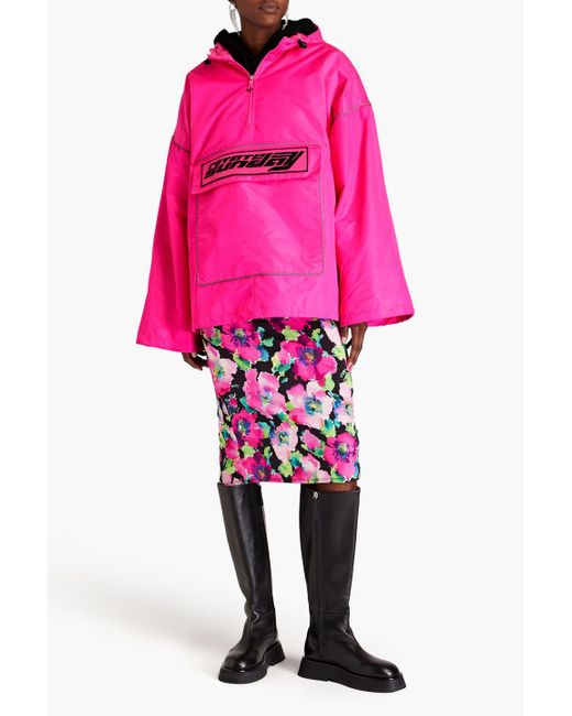 ROTATE BIRGER CHRISTENSEN Pink Oversized Embroidered Shell Hooded Jacket