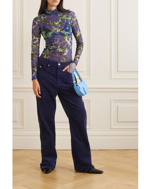 Isabel Marant Blue Rwan Cotton And Linen-blend Corduroy Pants