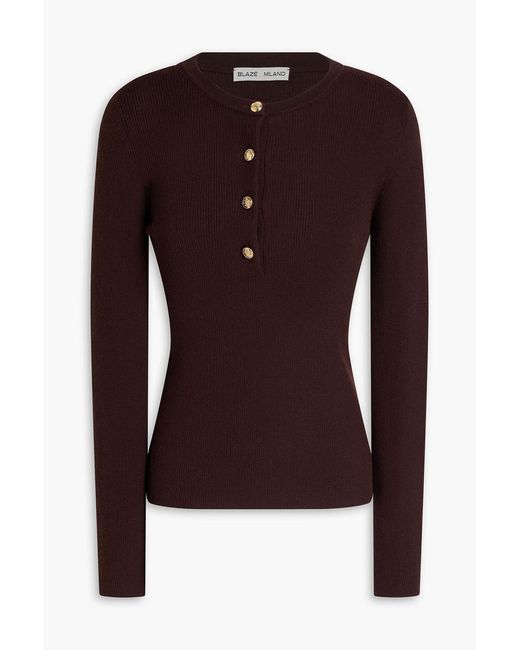 Blazé Milano Brown Rolande Cashmere And Silk-Blend Sweater