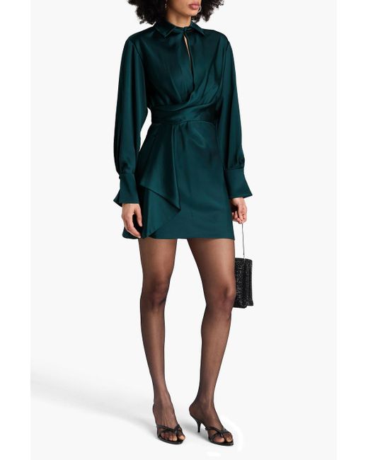 Jonathan Simkhai Green Talit hemdkleid in minilänge aus glänzendem crêpe mit wickeleffekt