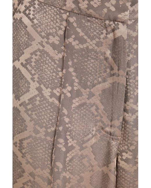 Jonathan Simkhai Brown Hose "kyra" mit weitem bein aus glänzendem jacquard mit schlangenprint