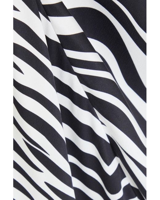 TOVE White Zebra-Print Silk-Charmeuse Midi Slip Dress