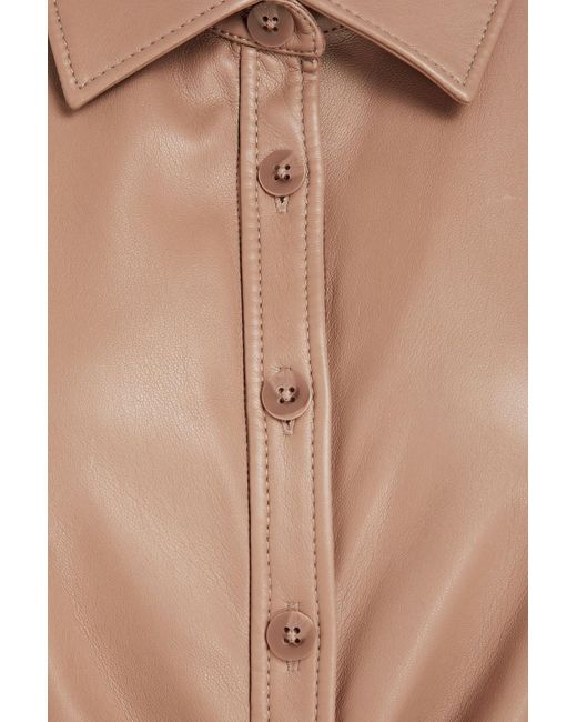 Jonathan Simkhai Natural Elias Cutout Twisted Faux Leather Mini Shirt Dress