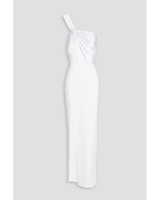 Rasario White One Shoulder Cutout Satin-crepe Gown
