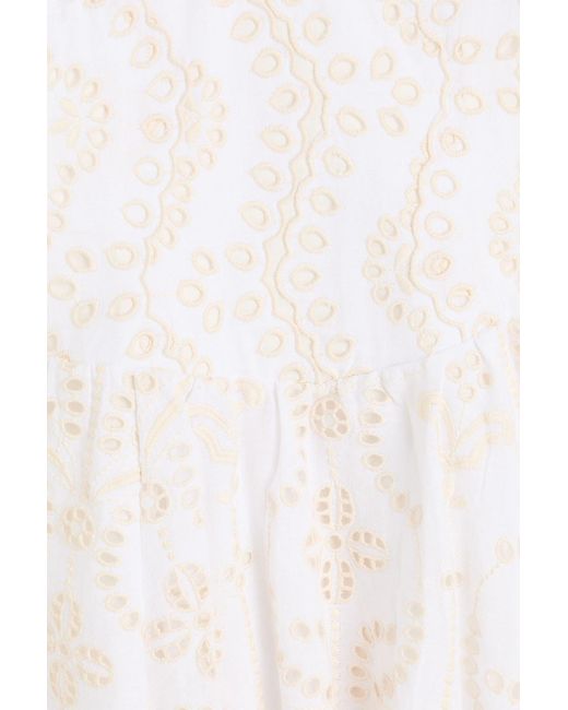 Charo Ruiz White Marine Embroidered Cotton-Blend Mini Dress