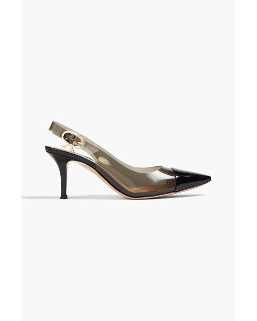 Gianvito Rossi Black Pvc And Patent-leather Slingback Pumps