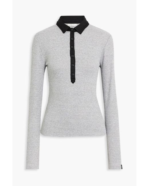 Rag & Bone White Mélange Knitted Polo Sweater