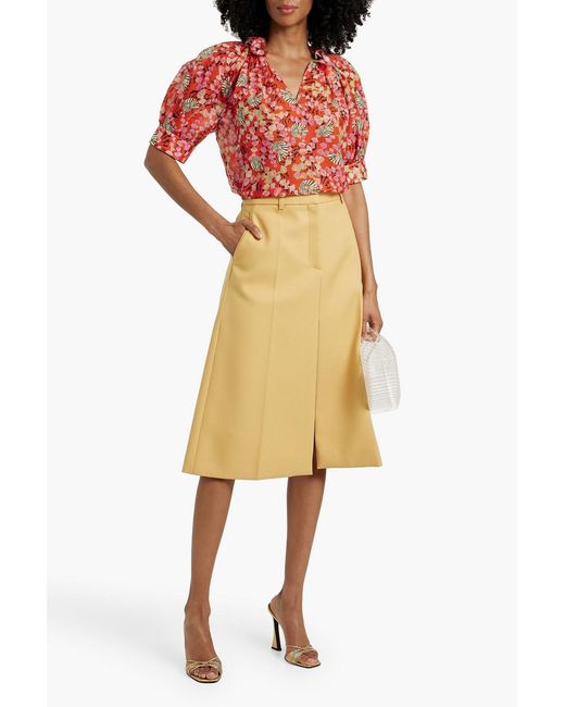 Saloni Red Josie Printed Cotton And Silk-Blend Voile Top