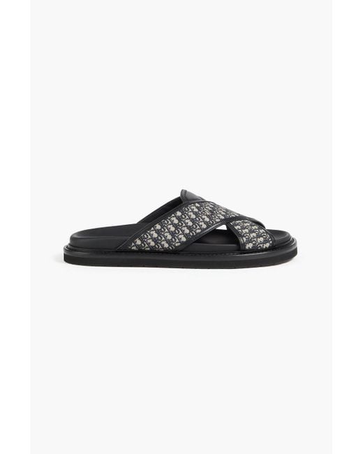 Dior Black Aqua Jacquard And Leather Sandals for men