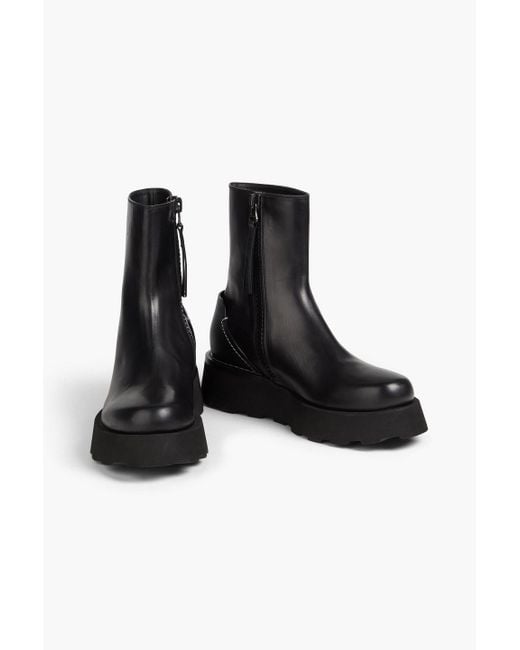 Emporio Armani Black Leather Platform Boots for men