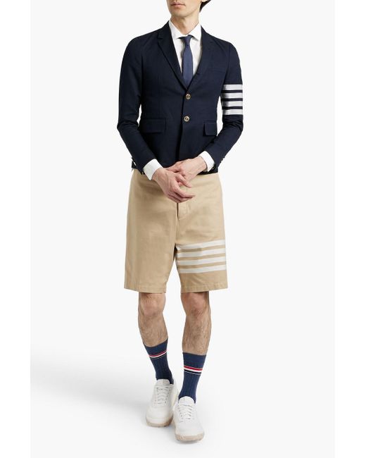 Thom Browne Natural Striped Cotton-Twill Shorts for men