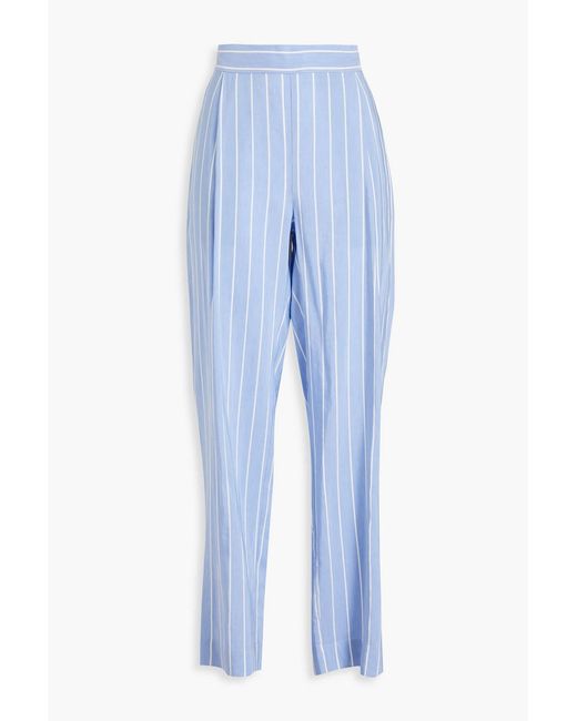 Vince Blue Pleated Striped Woven Wide-leg Pants