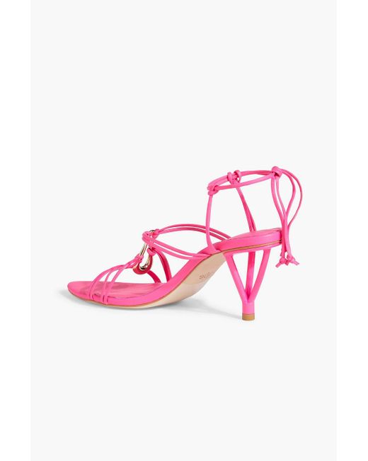Aje. Pink Leda Embellished Leather Sandals