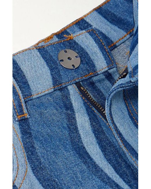 Area Blue Sunray Embellished Printed High-rise Wide-leg Jeans