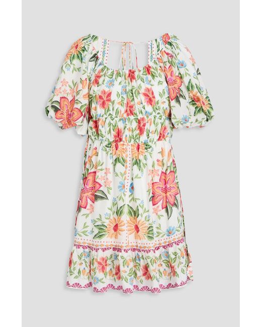 Farm Rio White Minikleid aus einer baumwollmischung mit floralem print