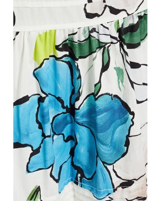Aje. White Maison Tiered Floral-print Cotton-poplin Midi Skirt