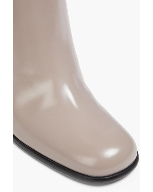 Sergio Rossi White Buckled Glossed-leather Knee Boots