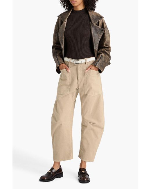 Nili Lotan Natural Shon Cropped Cotton-Blend Corduroy Tapered Pants