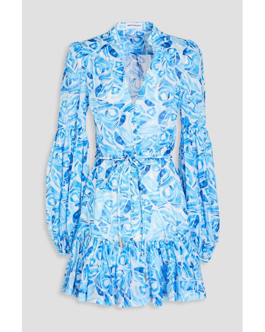 Rebecca Vallance Blue Seine Printed Cotton-mousseline Mini Dress